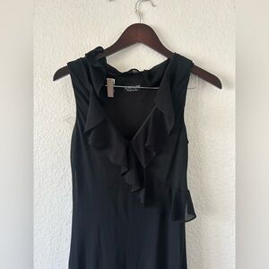 Vintage Y2K Xscape‎ Joanna Chen Maxi Fitted Ruffle Little Black Dress Formal